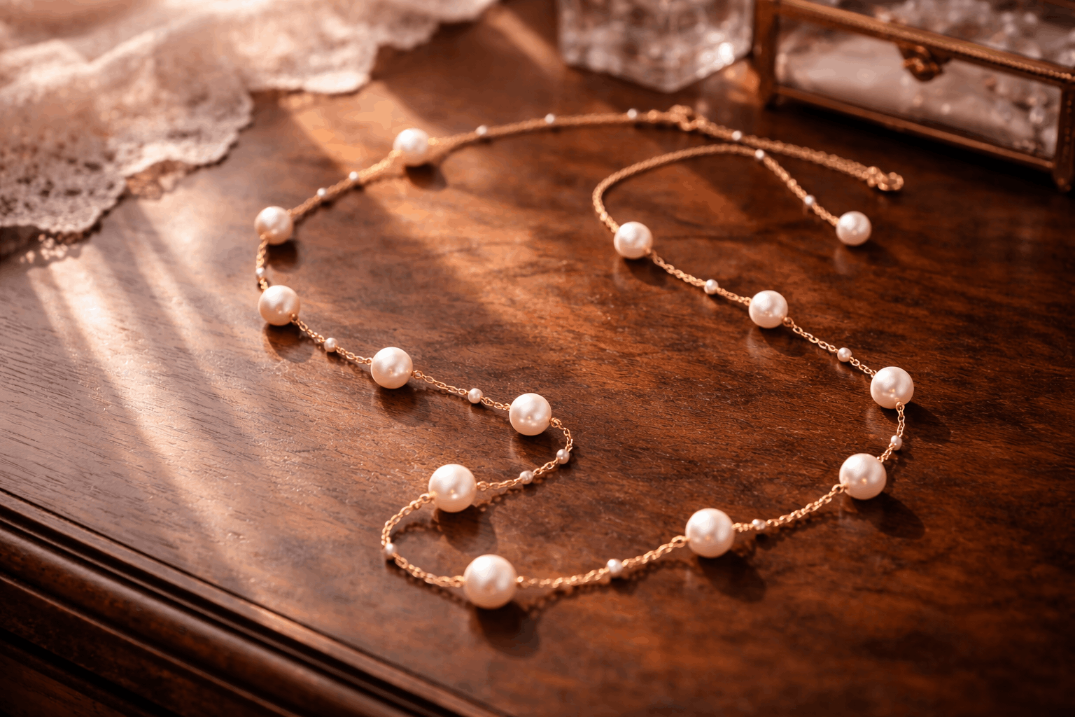 pearlsonly-blog-127-image-6-pearl - Zlatý řetízek s perlami ve stanicích - Perlové šperky - pearlsonly