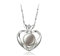 9-10mm Sladkovodní Prívešek v Marlina Heart Bílý