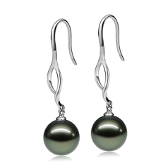 10-11mm tahitský Sada náušnic v Olivia Dangle Cerný