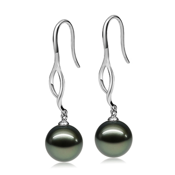 10-11mm tahitský Sada náušnic v Olivia Dangle Cerný